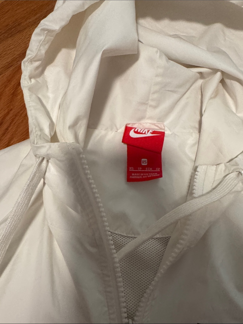 Nike White Women's Hooded Bomber Jacket with Black Logo - Picture 3 of 5